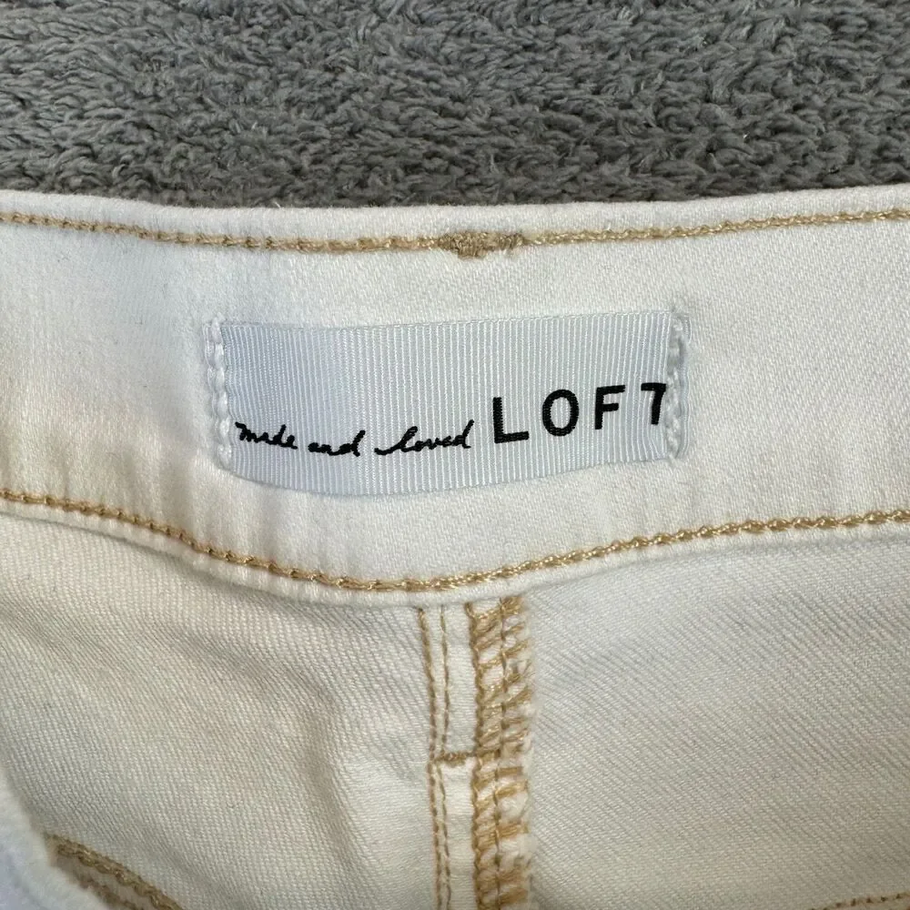 LOFT Jeans Pants Women 30/10 White The Kick Crop High Rise Regular Fit Flare NWT